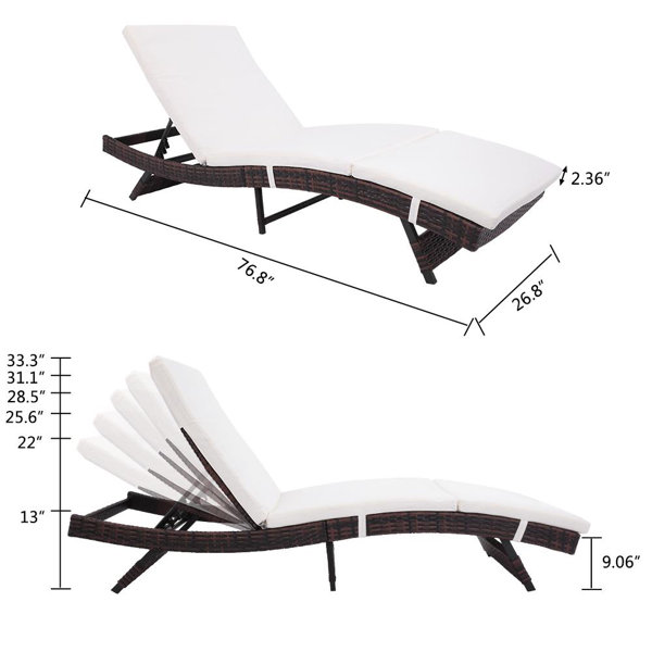 Latitude Run® Aleia 76.77'' Long Reclining Single Chaise with Cushions